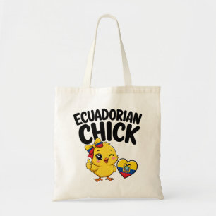 Süßes Ecuadorianisches Huhn mit Ecuador-Flagge Her Tragetasche