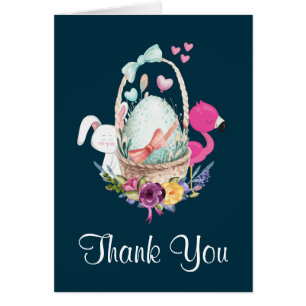 Süßes Ei, Flamingo- und Hasen-Baby-Shower-Dankesch