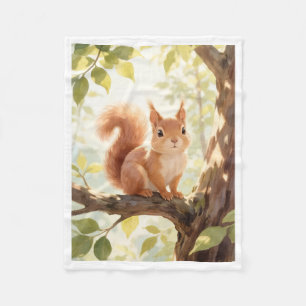 Süßes Eichhörnchen auf einem Baumzweig - Kuschel-F Fleecedecke