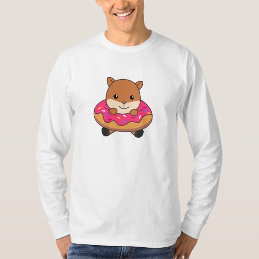 Süßes Eichhörnchen Funny Animes in Donut Pink T-Shirt (Vorderseite)