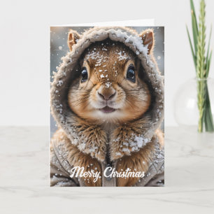 Süßes Eichhörnchen im Winter-Outfit Weihnachten