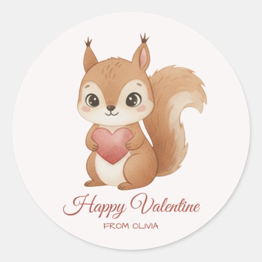Süßes Eichhörnchen mit Herz Valentinstag Runder Aufkleber (Vorderseite)
