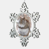 Süßes Eichhörnchen Schneeflocken Zinn-Ornament (Rechts)
