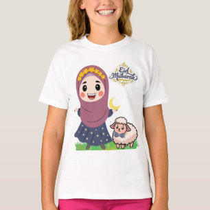 Süßes Eid Mubarak Mädchen mit Schaf Islamic KiT-Sh T-Shirt
