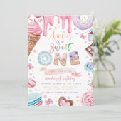 Süßes eine Süßigkeiten Dessert Donut Candy Geburts Einladung (Stehend Vorderseite)