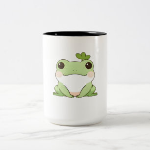 Süßes einfaches Chibi-Frosch-Natur-Kawaii-Design Zweifarbige Tasse