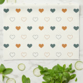 Süßes einfaches Herz Muster Orange Creme Grün Geschirrtuch (Gefaltet)