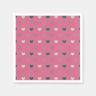 Süßes einfaches Herz Nahtlos rosa / grün Serviette