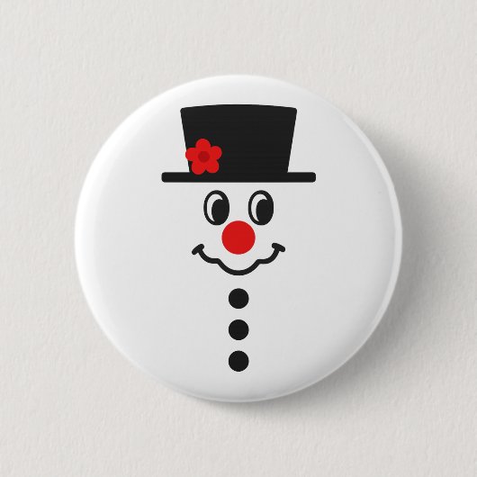 Süßes einfaches Schneemann-Gesicht Winter Weihnach Button (Vorderseite)