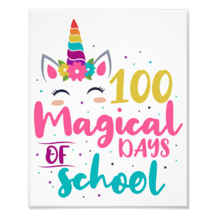 Süßes Einhorn 100 magische Schultage Fotodruck