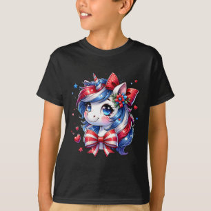 Süßes Einhorn 4. Juli Mädchen Kinder Amerikanische T-Shirt