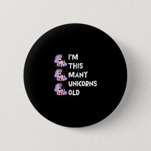 Süßes Einhorn Alt 3 Drei Jahre Alt Geburtstag x Ki Button