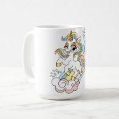 Süßes Einhorn auf einem Regenbogen Kaffeetasse (Vorderseite Links)