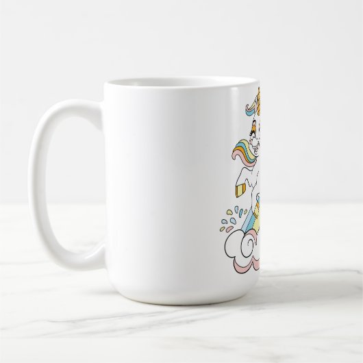Süßes Einhorn auf einem Regenbogen Kaffeetasse (Links)