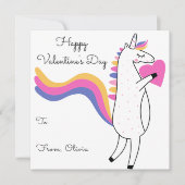 Süßes Einhorn editierbare Farbe Kinder Valentinsta Mitteilungskarte (Vorderseite)