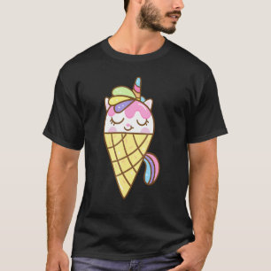 Süßes Einhorn-Eiscreme-Kitty-Katze-Dessert T-Shirt