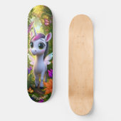Süßes Einhorn Fantasy Wald Coole Kinder Kunst Skateboard (Vorderseite)
