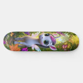 Süßes Einhorn Fantasy Wald Coole Kinder Kunst Skateboard (Horizontal)