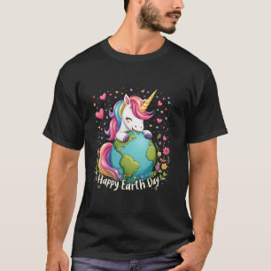 Süßes Einhorn Frohen Tag der Erde Groovy Frauen Mä T-Shirt