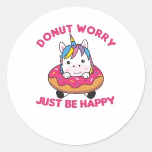Süßes Einhorn Funny Animes in Donut Pink Runder Aufkleber