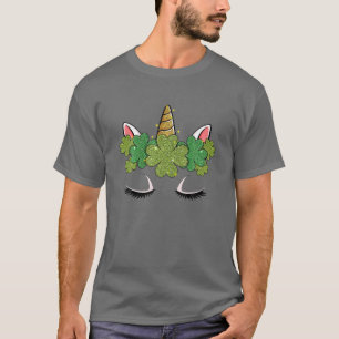 Süßes Einhorn-Gesicht St. Patricks Tage Mädchen Ki T-Shirt