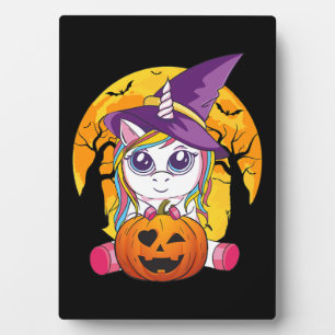 Süßes Einhorn Halloween Hexe Frauen Kleinkind Fotoplatte