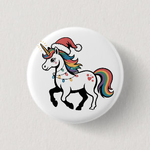 Süßes Einhorn Hirsch Rentier Weihnachtslichter Lus Button