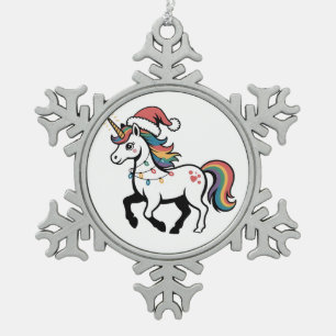 Süßes Einhorn Hirsch Rentier Weihnachtslichter Lus Schneeflocken Zinn-Ornament