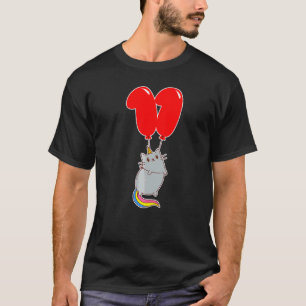 Süßes Einhorn Katze 11. Geburtstag Kinder Ballon P T-Shirt