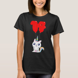 Süßes Einhorn Katze 14. Geburtstag Kinder Ballon P T-Shirt