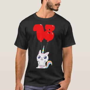 Süßes Einhorn Katze 18. Geburtstag Kinder Ballon P T-Shirt