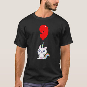 Süßes Einhorn Katze 9. Geburtstag Kinder Ballonpar T-Shirt