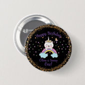 Süßes Einhorn Katzen Regenbogen Sterne Mädchen 1.  Button (Vorne & Hinten)