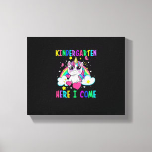 Süßes Einhorn Kindergarten Hier Komme Ich Schule K Leinwanddruck