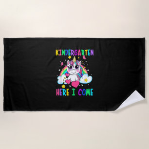 Süßes Einhorn Kindergarten Hier Komme Ich Schule K Strandtuch