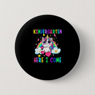 Süßes Einhorn Kindergarten Ich komme Schule Kinde Button