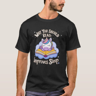 Süßes Einhorn Lesen Verbessert Schlaf Buchliebhabe T-Shirt