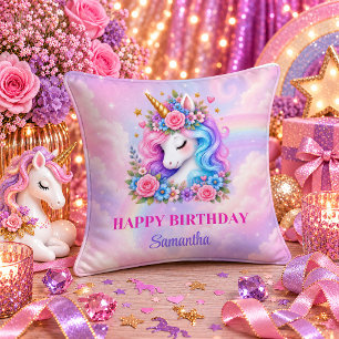 Süßes Einhorn Mädchen Geburtstag Rosa Lila Traum K Kissen