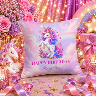 Süßes Einhorn Mädchen Geburtstag Rosa Lila Traum K Kissen