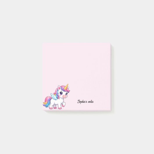 Süßes Einhorn Mädchen Trendiges Benutzerdefiniert Post-it Klebezettel (Vorderseite)