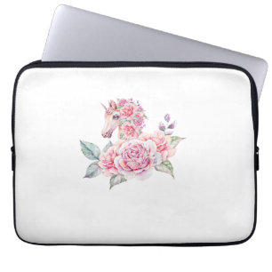 Süßes Einhorn mit Blumen Florales Einhorn Mädchen  Laptopschutzhülle