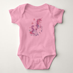 Süßes Einhorn mit Blumen – Pastell-Fantasy-Design Baby Strampler