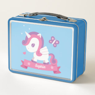 Süßes Einhorn mit Flügeln Mädchen Metall Brotdose