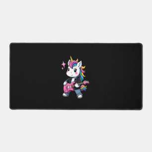 Süßes Einhorn mit Gitarre Einhorn Rockmusikliebhab Schreibtischunterlage