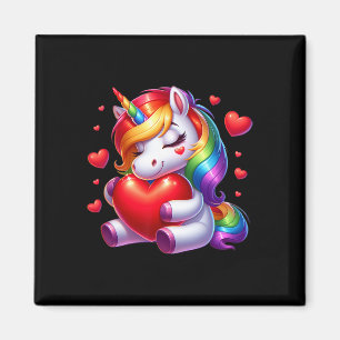 Süßes Einhorn mit Herz Valentinstag für Mädchen W Magnet