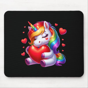 Süßes Einhorn mit Herz Valentinstag für Mädchen W Mousepad