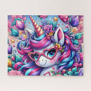 Süßes Einhorn mit Herzbrille Puzzle