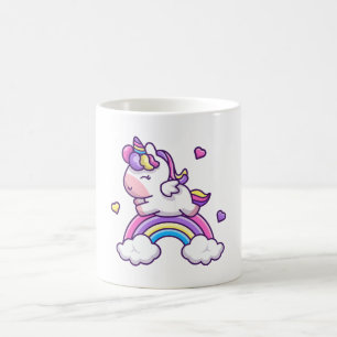 Süßes Einhorn mit Regenbogen Cartoon Kaffeetasse
