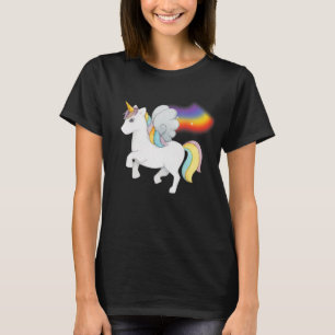 Süßes Einhorn mit Regenbogen T-Shirt