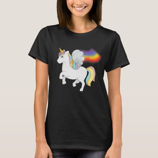 Süßes Einhorn mit Regenbogen T-Shirt (Vorderseite)
